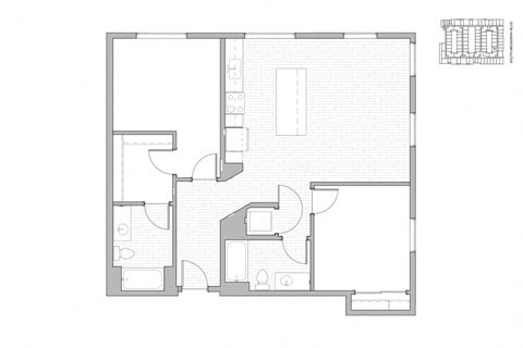 Floor plan for 2 beds, 2 baths, 1115 sqft